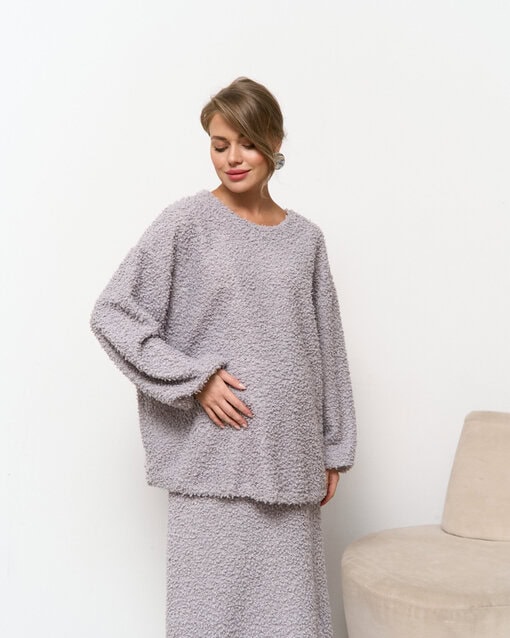 Серый пушистый джемпер оверсайз Cloud — изображение 8
