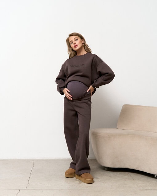 Кофейные теплые брюки для будущих мам Flex Warm — изображение 5
