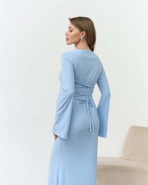 Голубое макси-платье для будущих и кормящих мам Velina — изображение 3