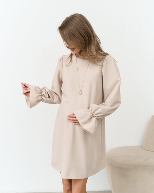 Бежевое мини-платье для беременных Maysi — изображение 4