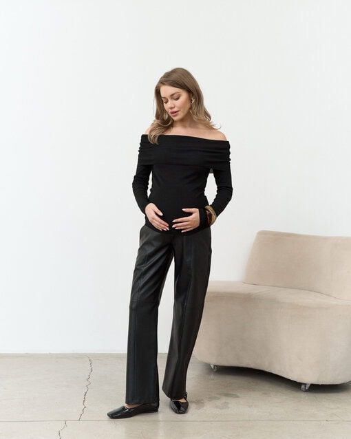 Черный лонгслив с открытыми плечами Gina — изображение 6