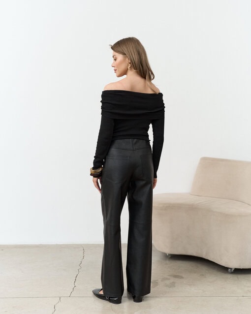 Черные брюки из эко-кожи для беременных Rudy — изображение 7