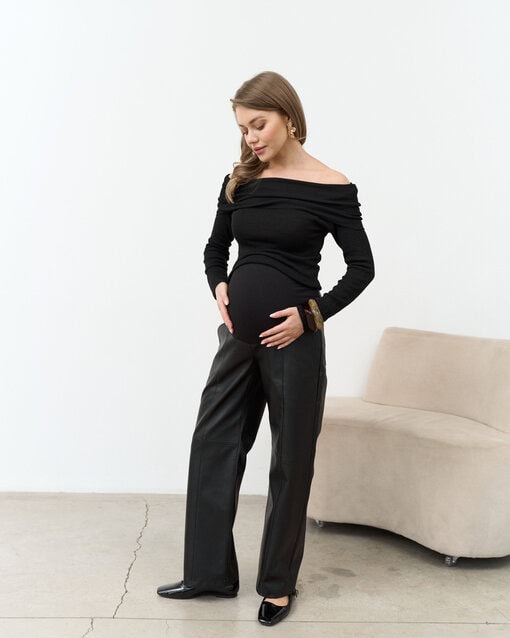 Черные брюки из эко-кожи для беременных Rudy — изображение 6