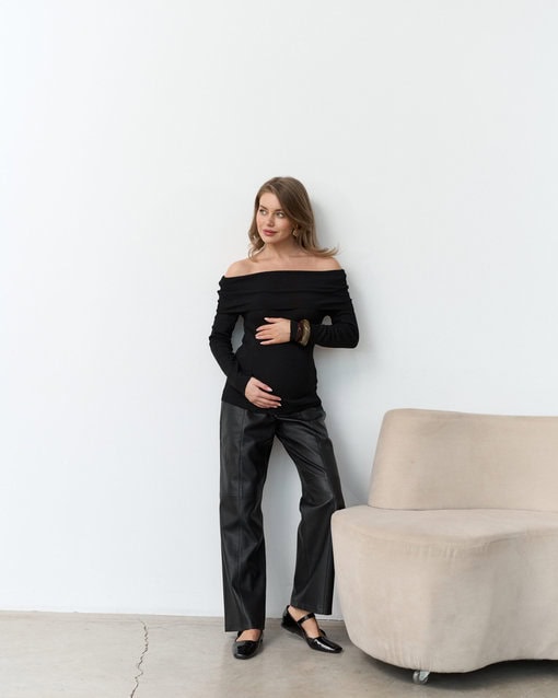 Черный лонгслив с открытыми плечами Gina — изображение 7