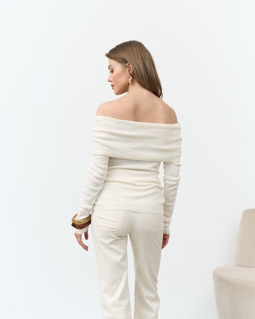 Кремовый лонгслив с открытыми плечами Gina — изображение 7