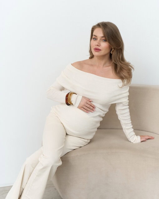 Кремовый лонгслив с открытыми плечами Gina — изображение 4