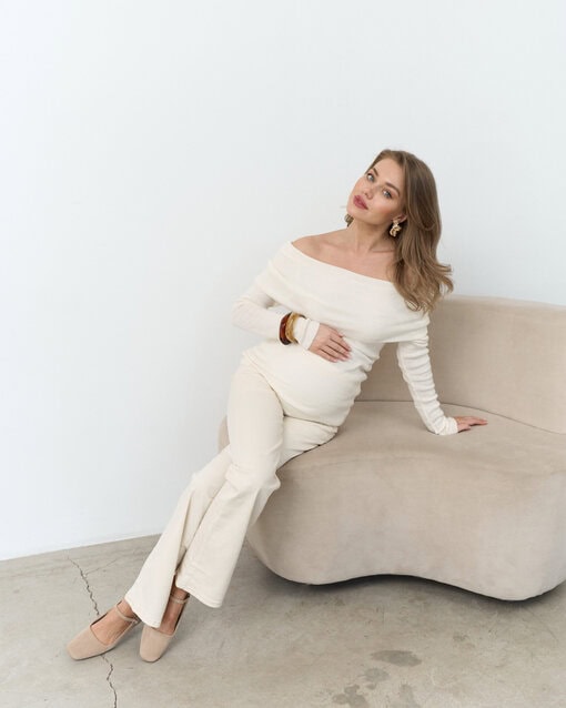 Кремовый лонгслив с открытыми плечами Gina — изображение 11