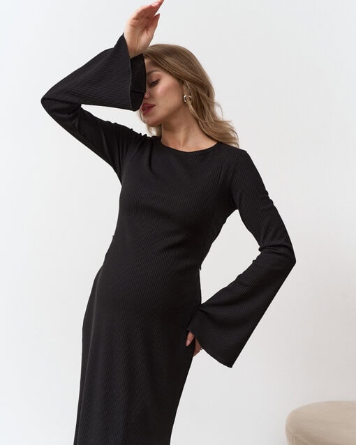 Черное макси-платье для будущих и кормящих мам Velina — изображение 4