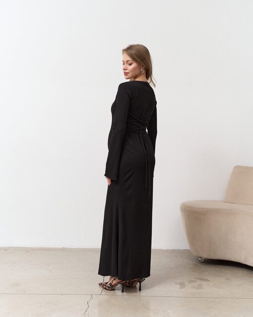Черное макси-платье для будущих и кормящих мам Velina — изображение 11