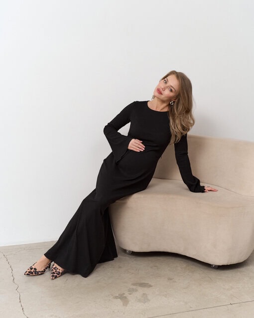 Черное макси-платье для будущих и кормящих мам Velina — изображение 7