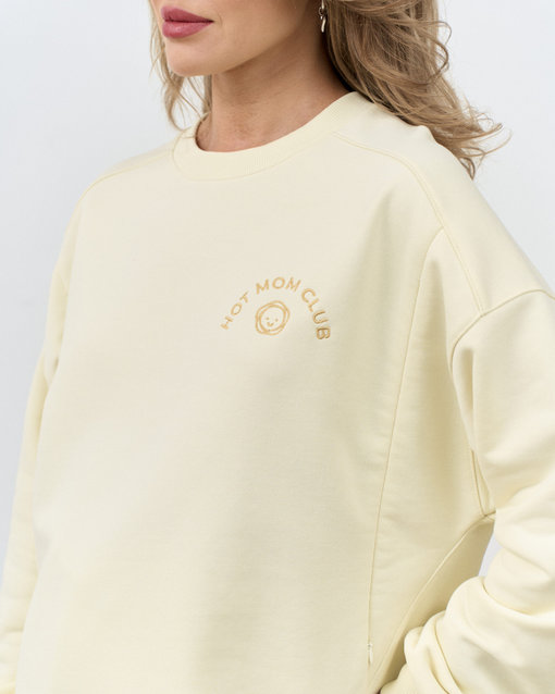 Сливочный свитшот для мам с вышивкой Hot Mom Club — изображение 6