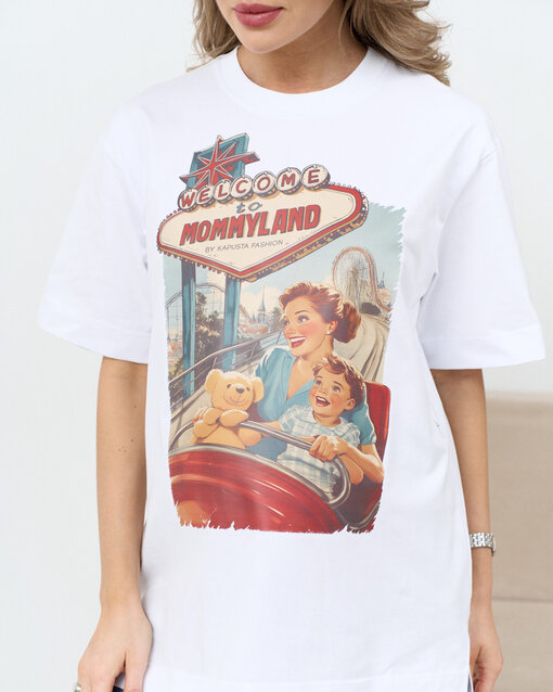 Белая футболка для будущих и кормящих мам Welcome to Mommyland — изображение 6