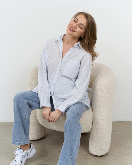 Голубая рубашка в клетку Liam — изображение 5