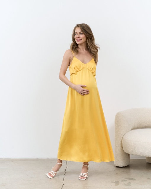 Желтое платье для будущих и кормящих мам Karmen NEW — изображение 3
