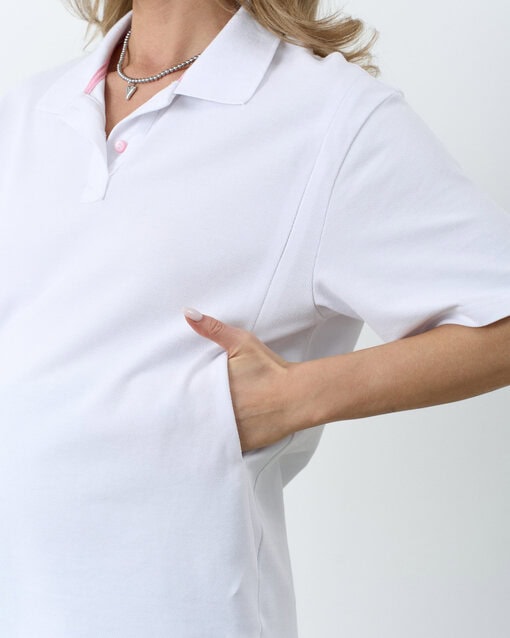 Белая футболка-поло для будущих и кормящих мам Tennis — изображение 2