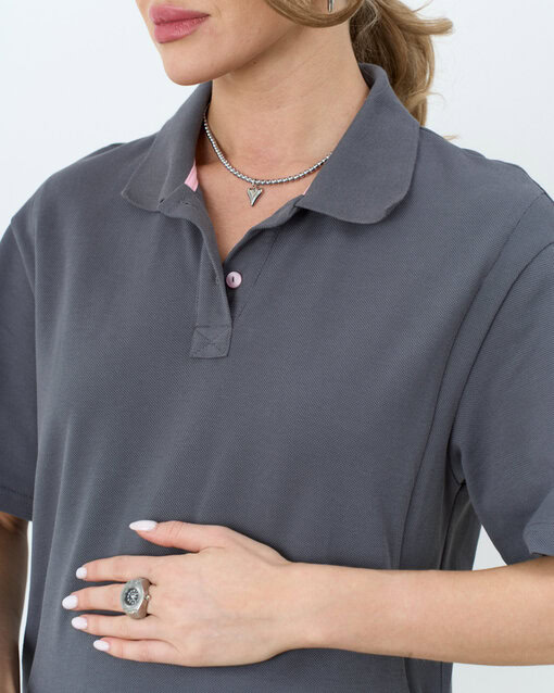 Графитовая футболка-поло для будущих и кормящих мам Tennis — изображение 7