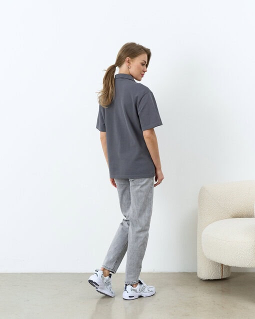 Графитовая футболка-поло для будущих и кормящих мам Tennis — изображение 9