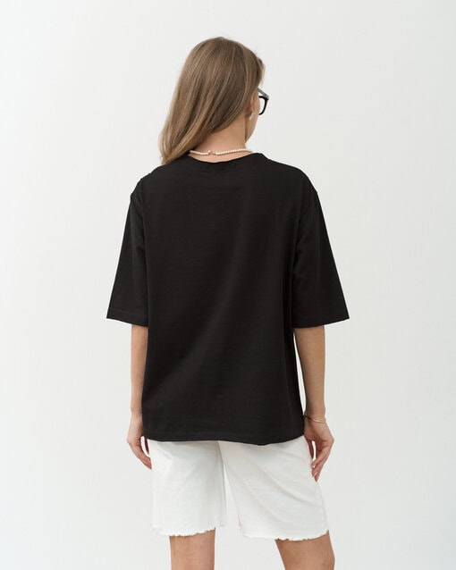 Черная футболка для будущих и кормящих мам Agata — изображение 7