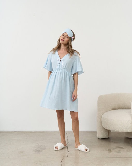 Голубая сорочка для будущих и кормящих мам Alanis — изображение 7