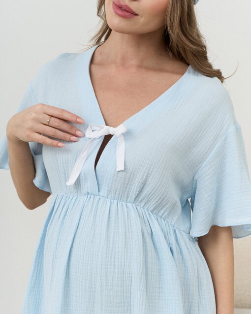 Голубая сорочка для будущих и кормящих мам Alanis — изображение 2