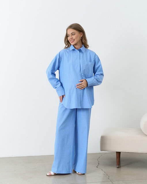 Голубая оверсайз-рубашка в полоску Darren — изображение 3