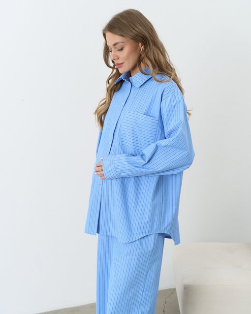 Голубая оверсайз-рубашка в полоску Darren — изображение 7