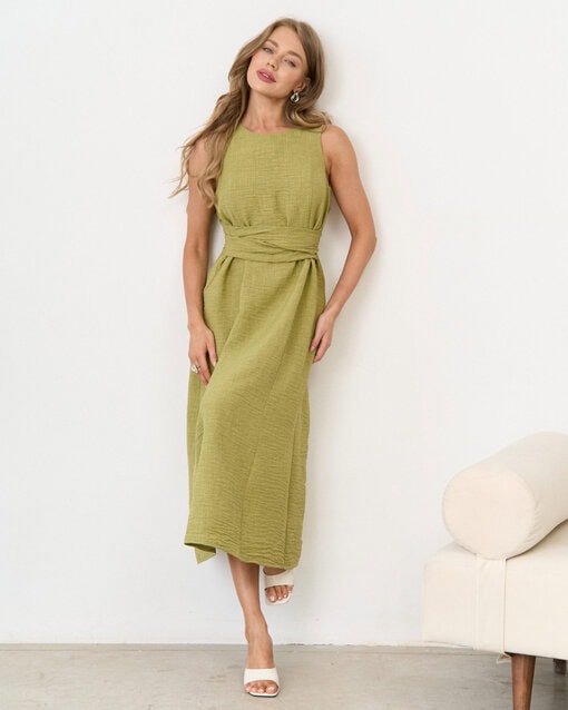 Оливковое платье для будущих и кормящих мам Malta