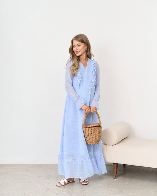 Голубое платье для будущих и кормящих мам Bogema — изображение 3