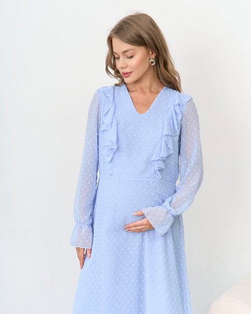 Голубое платье для будущих и кормящих мам Bogema — изображение 13