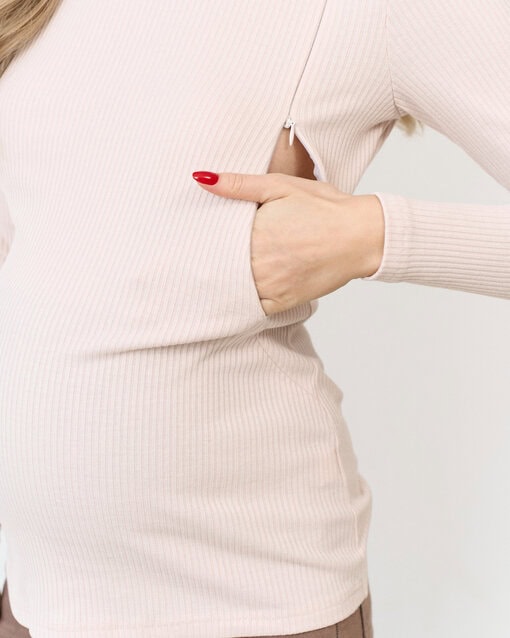 Бежевая водолазка для беременных и кормящих мам Tilda — изображение 2