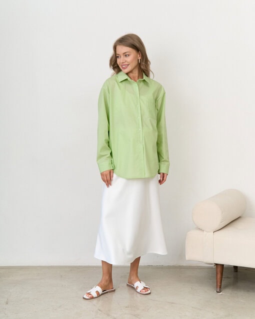 Хлопковая оверсайз-рубашка в цвете лайм Clea — изображение 7