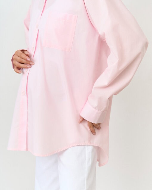 Розовая хлопковая оверсайз-рубашка Clea — изображение 9