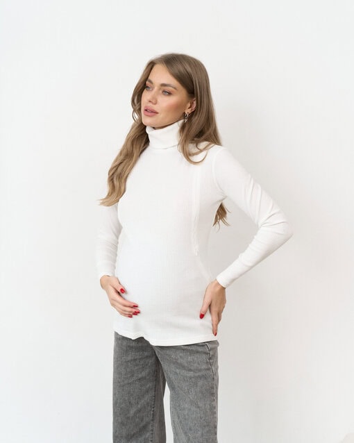 Белая водолазка для беременных и кормящих мам Tilda — изображение 8
