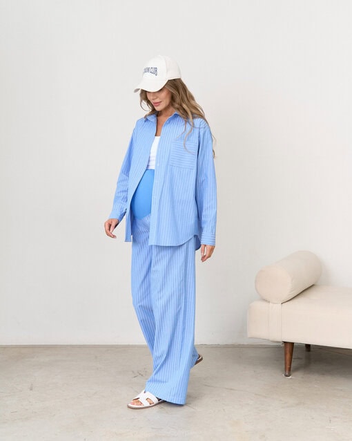 Голубые брюки в полоску для беременных Darren — изображение 4