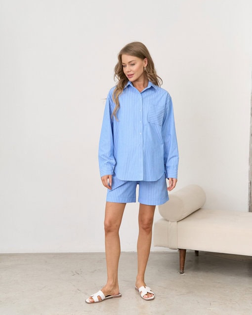 Голубые шорты в полоску для беременных Darren — изображение 3