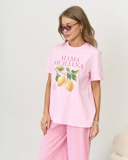 Розовая футболка для будущих и кормящих мам Mama Siciliana — изображение 2