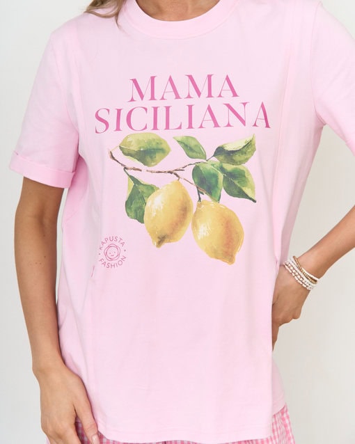 Розовая футболка для будущих и кормящих мам Mama Siciliana — изображение 5