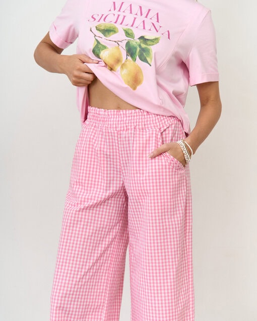 Розовые брюки в клетку для кормящих мам Siesta — изображение 2