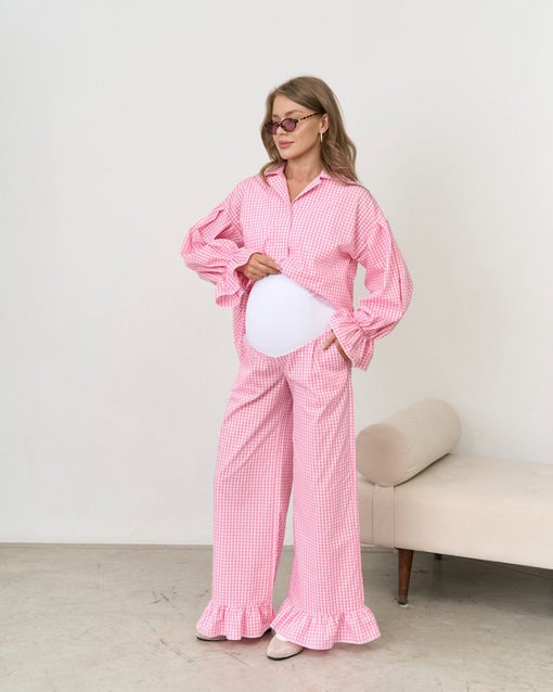 Розовые брюки в клетку для беременных Siesta — изображение 5