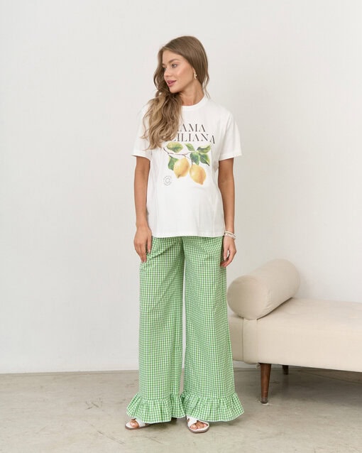 Зеленые брюки в клетку для беременных Siesta — изображение 4