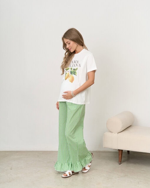 Зеленые брюки в клетку для беременных Siesta — изображение 5