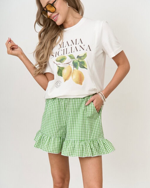 Зеленые шорты в клетку для кормящих мам Siesta — изображение 2