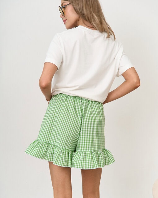 Зеленые шорты в клетку для кормящих мам Siesta — изображение 5
