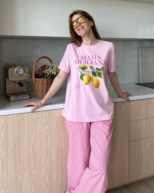 Розовая футболка для будущих и кормящих мам Mama Siciliana — изображение 13