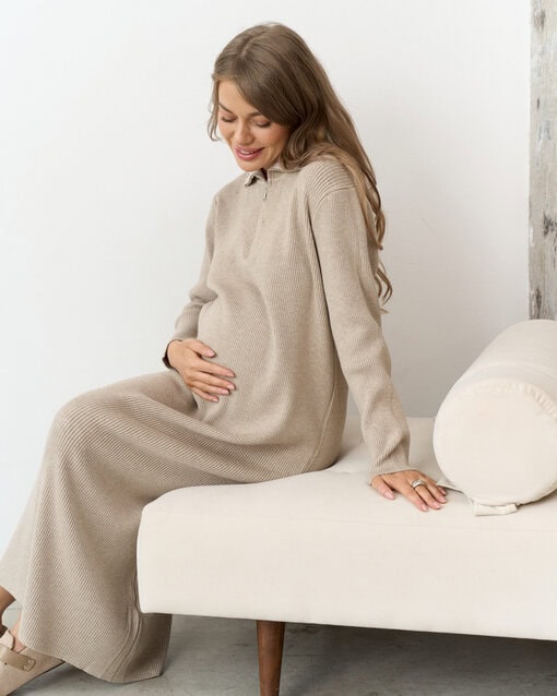 Бежевое вязаное платье свободного кроя Iris — изображение 6