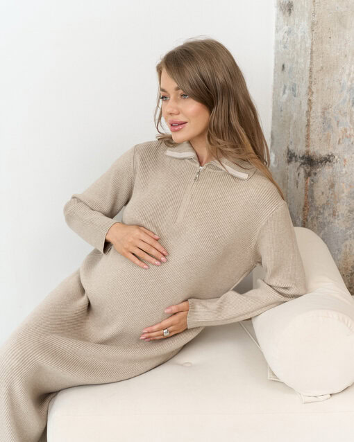 Бежевое вязаное платье свободного кроя Iris — изображение 4