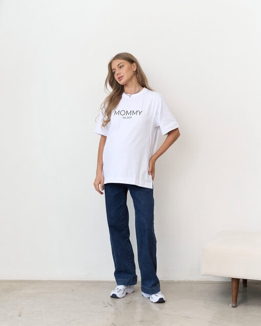 Синие джинсы прямого кроя для будущих мам Andre New — изображение 3