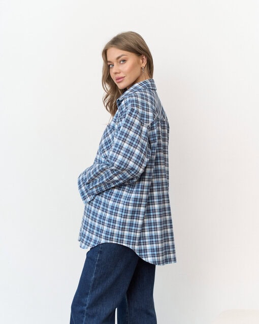 Голубая фланелевая рубашка в клетку Country — изображение 10
