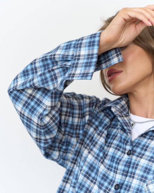 Голубая фланелевая рубашка в клетку Country — изображение 7