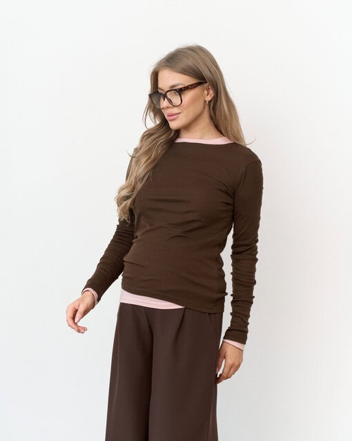 Шоколадный базовый тёплый лонгслив Klark Warm — изображение 7